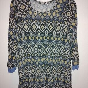 Geometric Patterned Sweatshirt - Blue and Gray